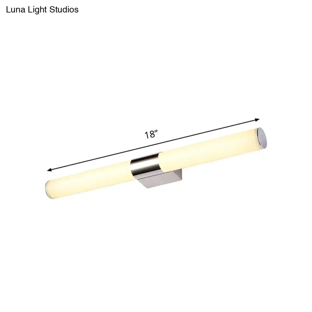 Modern chrome led wall light with 18-inch cylindrical design, frosted glass diffusers, and adjustable color temperature