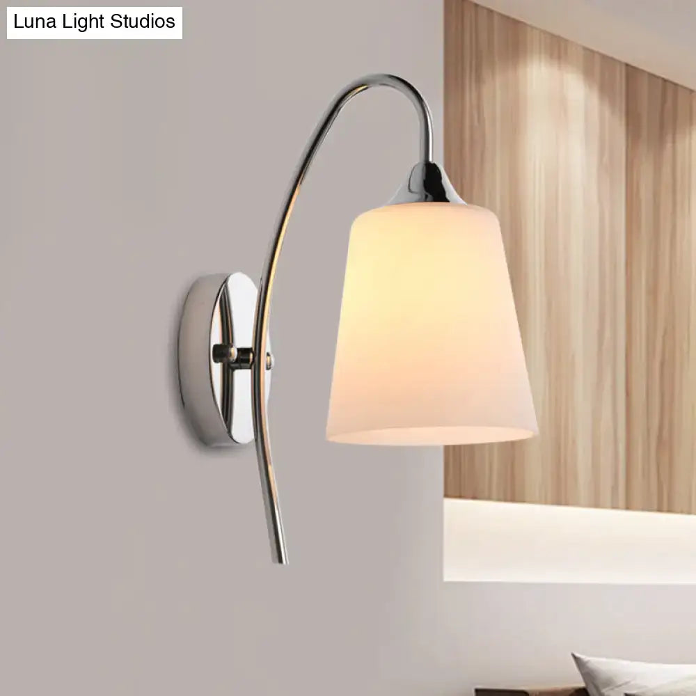 Modern chrome milky glass trumpet wall sconce stairway light