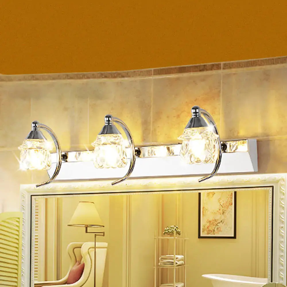 Modern chrome mushroom vanity mirror light with crystal shades bathroom