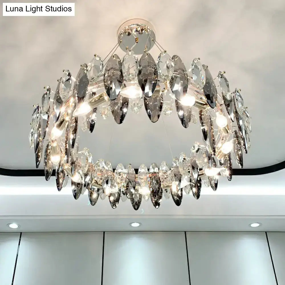 Modern chrome oval crystal clear chandelier for dining room