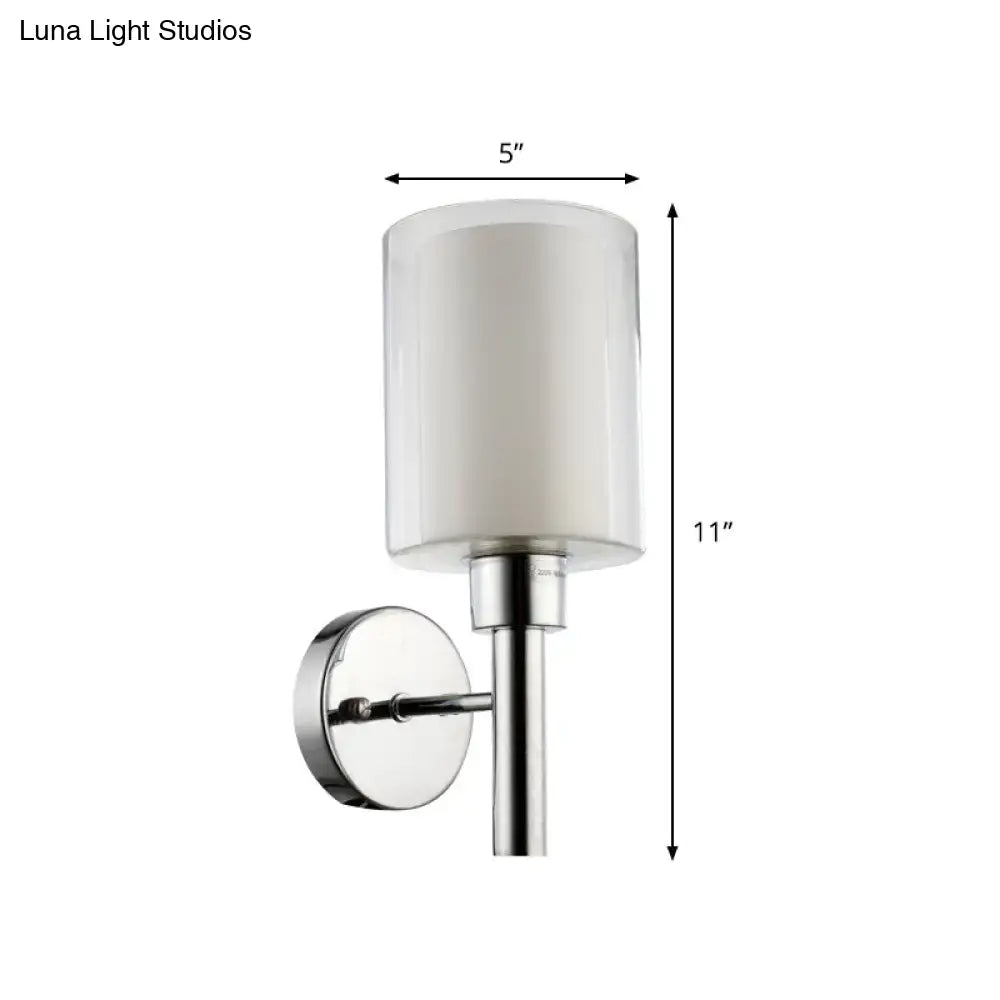 Modern chrome pencil arm sconce stairway wall mount light fixture