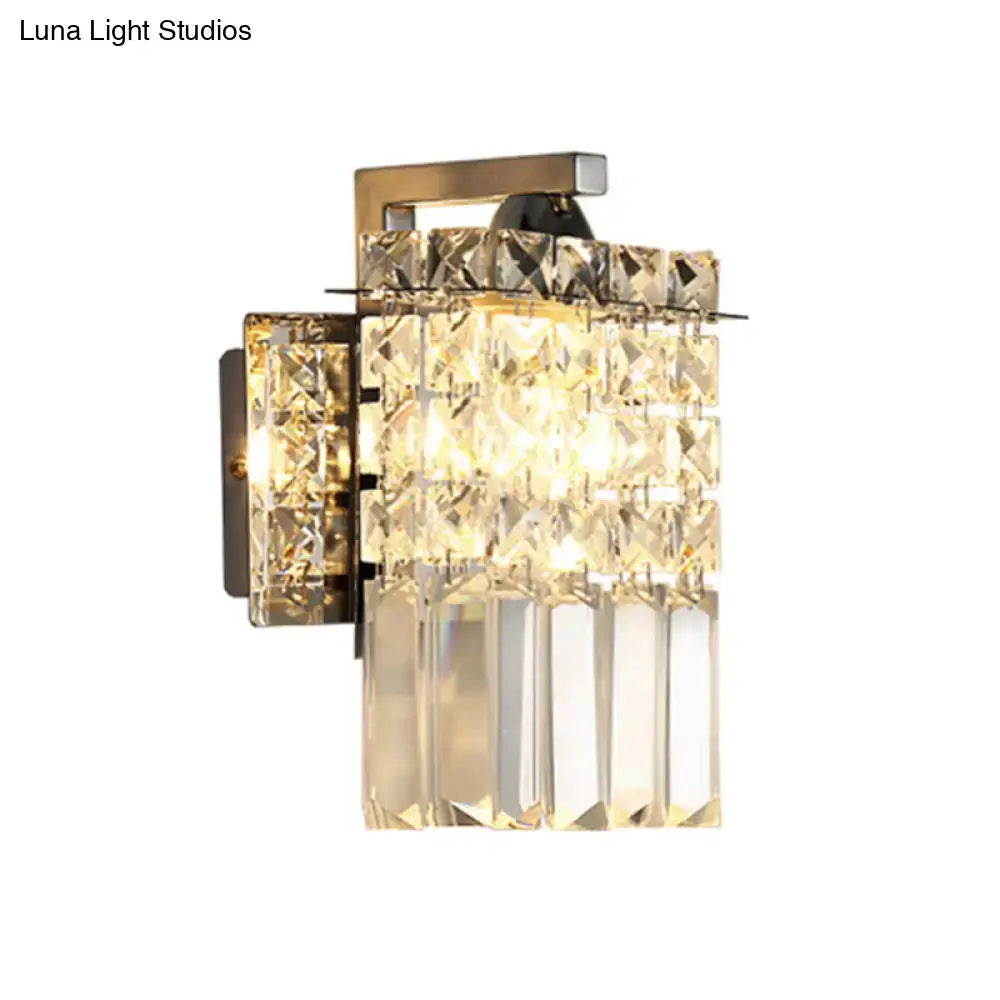 Modern chrome rectangle crystal wall light living room 110v-120v
