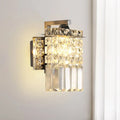 Modern chrome rectangle crystal wall light with vertical prism glass panels and metallic bracket for 110v-120v or 220v-240v use