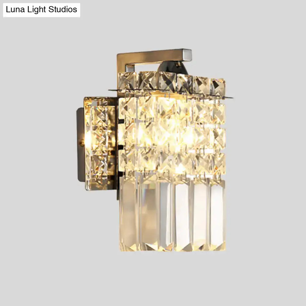 Modern chrome rectangle crystal wall light living room 110v-120v