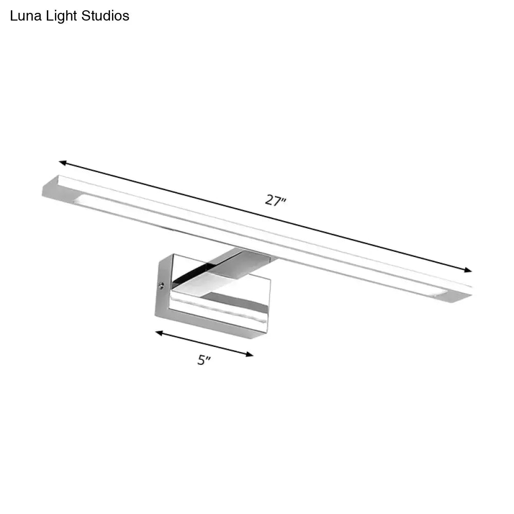 Modern chrome rectangle led bathroom vanity light with sleek rectangular design and minimalist mounting bracket