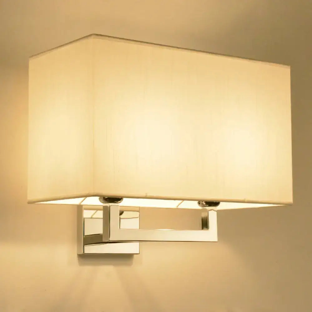 Modern chrome rectangular fabric wall sconce bedroom 110v-120v light