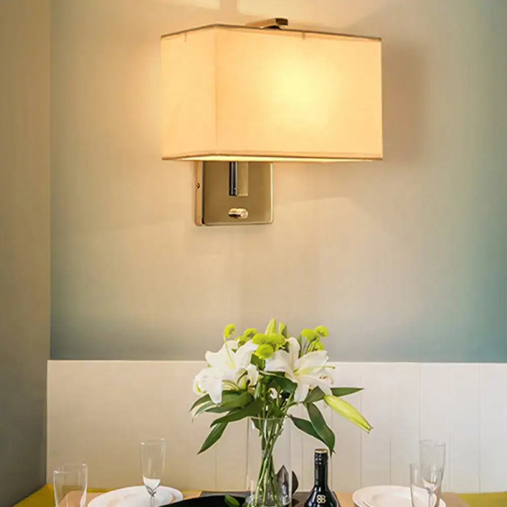 Modern chrome rectangular fabric wall sconce e26 e27 living room light