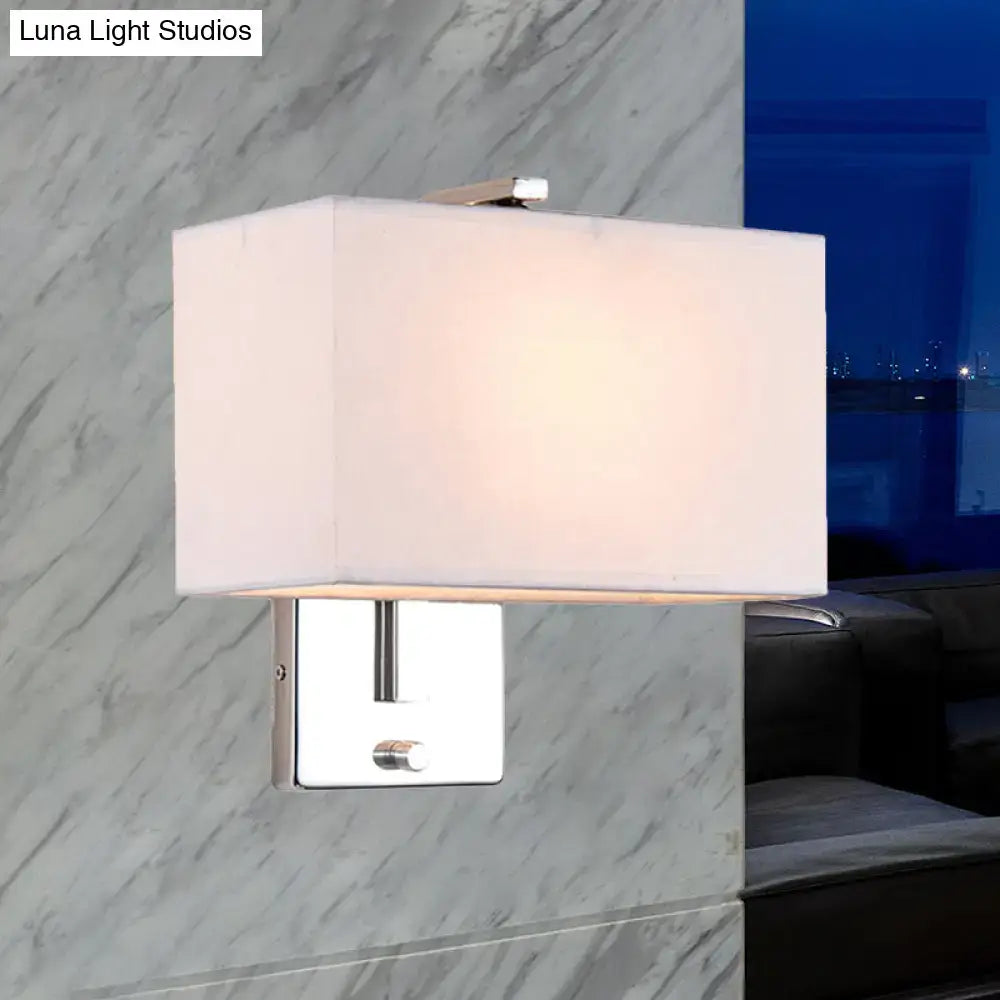 Modern chrome rectangular fabric wall sconce e26 e27 living room light