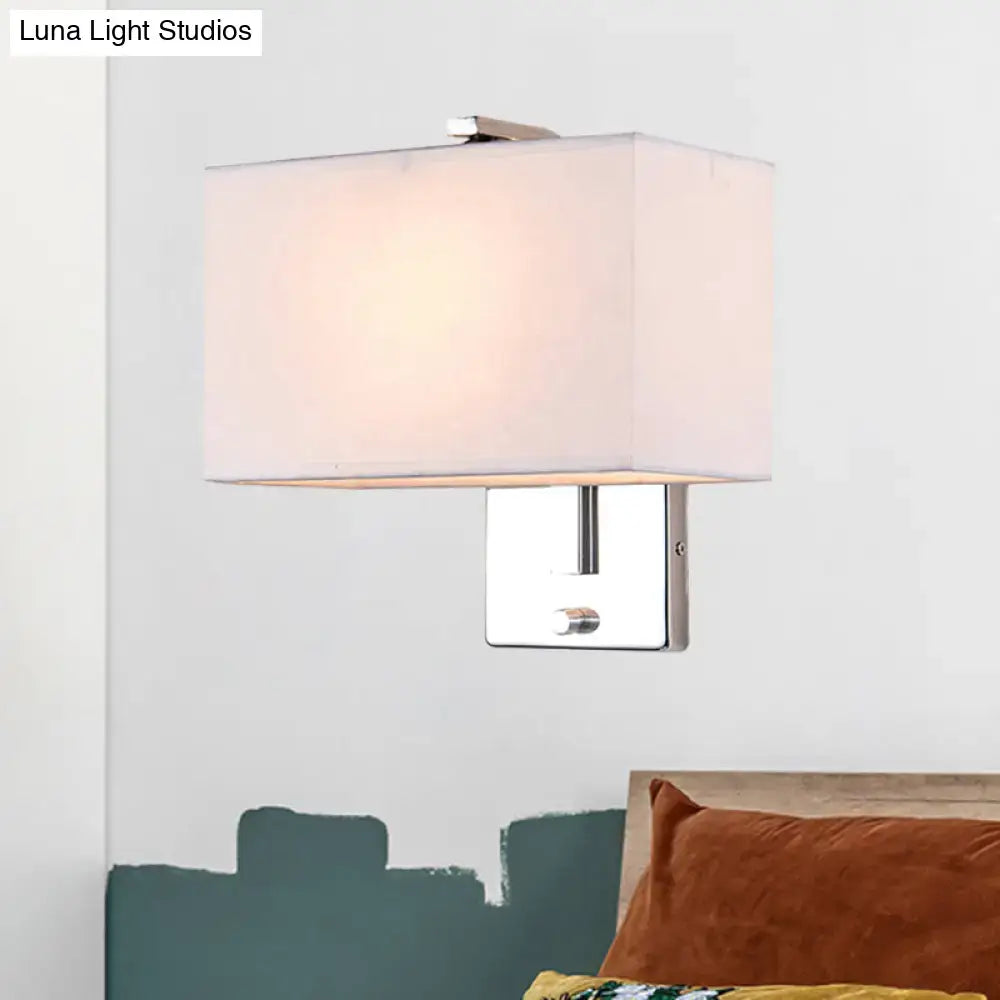 Modern chrome rectangular fabric wall sconce e26 e27 living room light