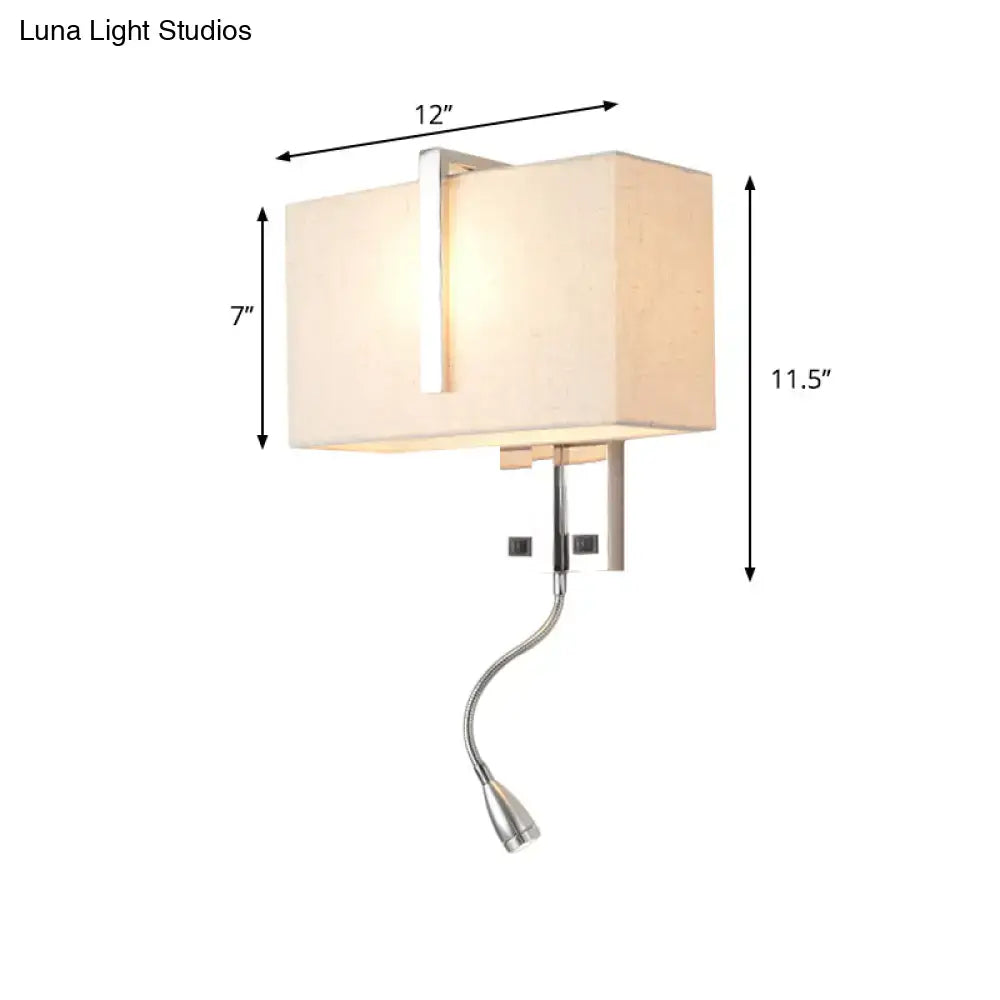 Modern chrome rectangular fabric wall sconce e26 e27 living room light
