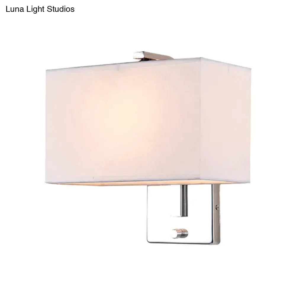 Modern chrome rectangular fabric wall sconce e26 e27 living room light