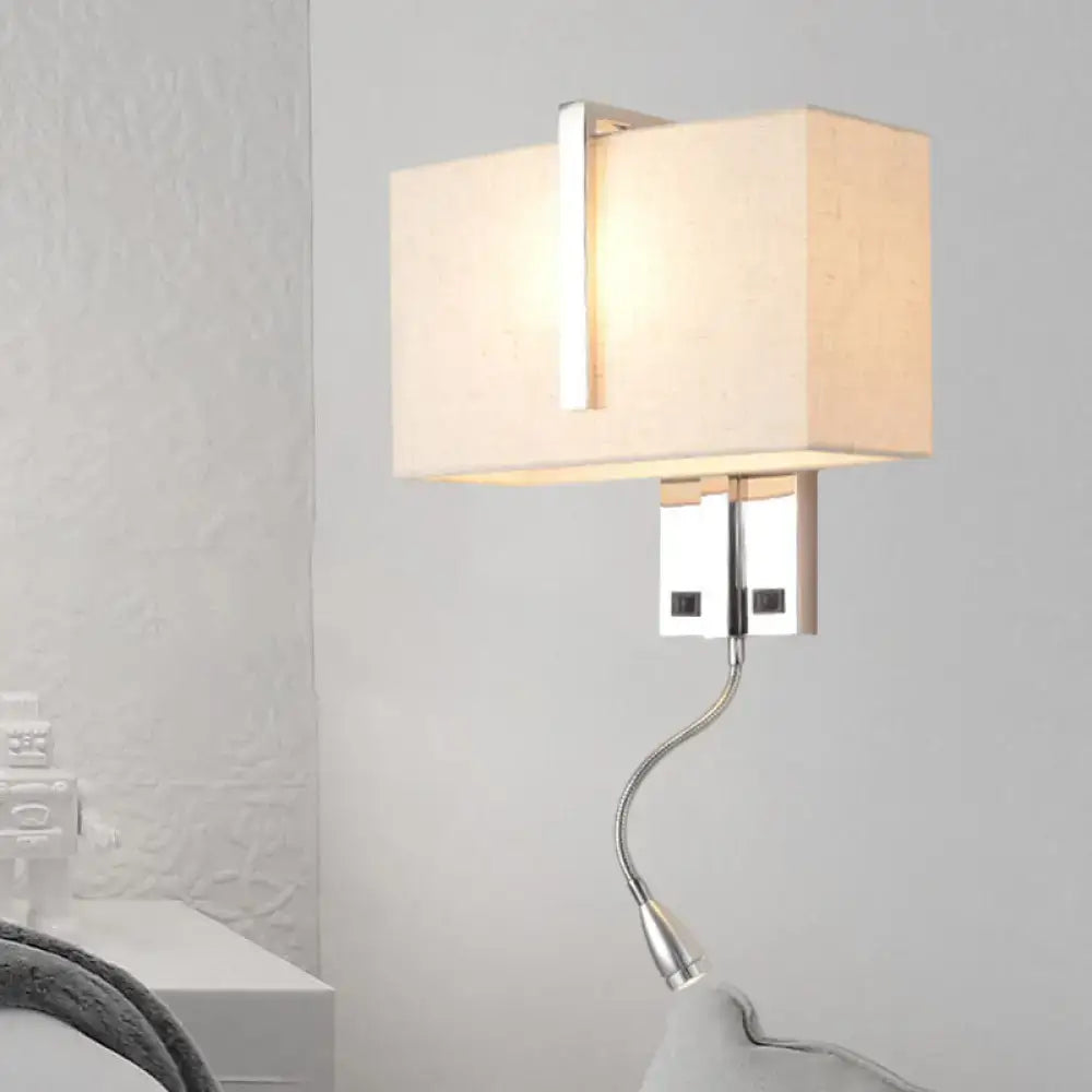 Modern chrome rectangular fabric wall sconce e26 e27 living room light