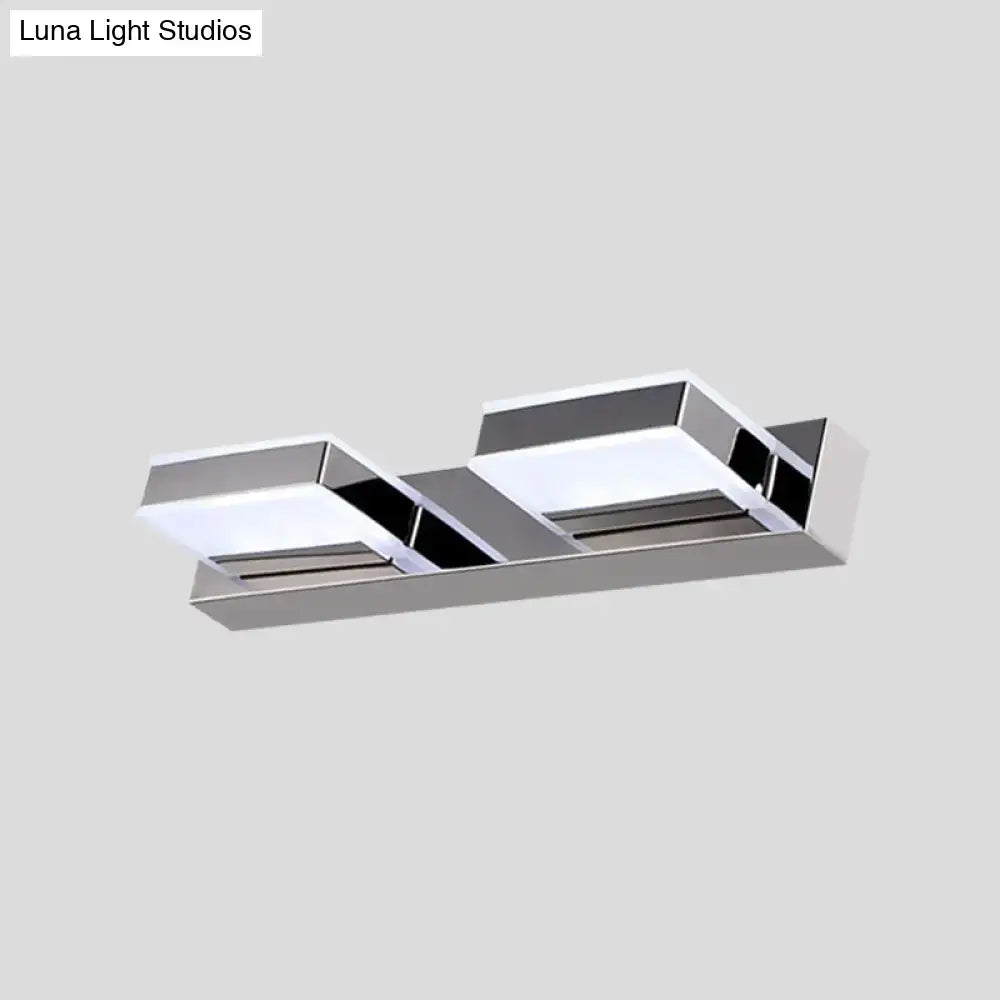 Modern chrome square acrylic vanity light bathroom fixture height