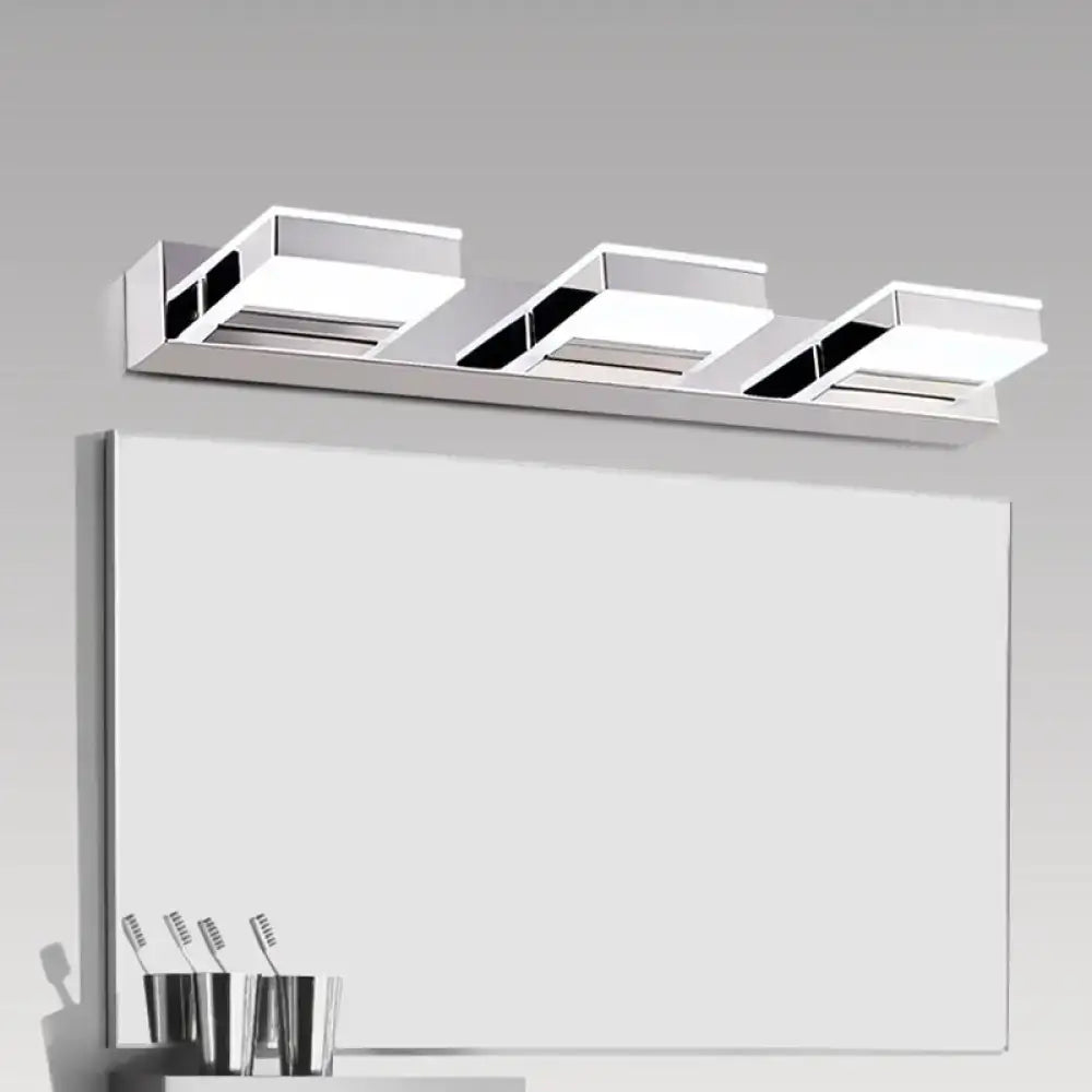 Modern chrome square acrylic vanity light bathroom fixture height