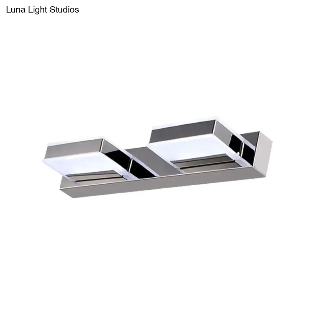 Modern chrome square acrylic vanity light bathroom fixture height