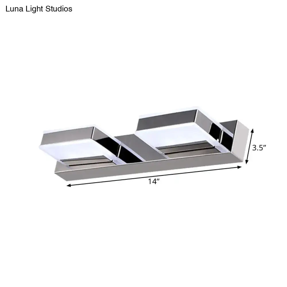 Modern chrome square acrylic vanity light bathroom fixture height