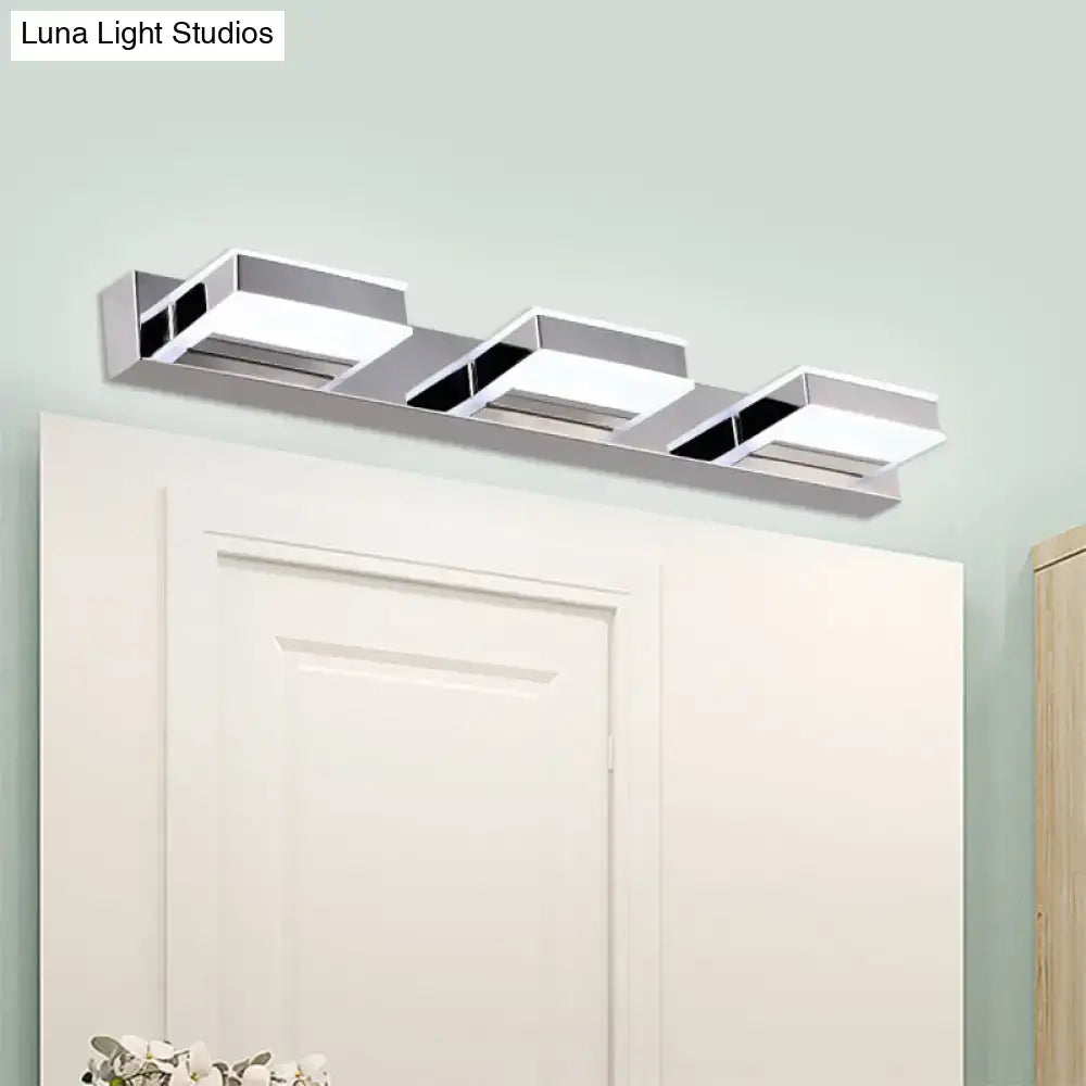 Modern chrome square acrylic vanity light bathroom fixture height
