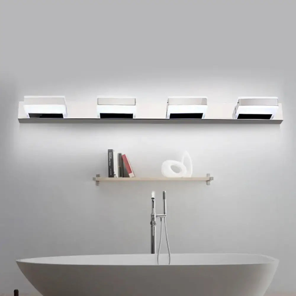 Modern chrome square acrylic vanity light bathroom fixture height