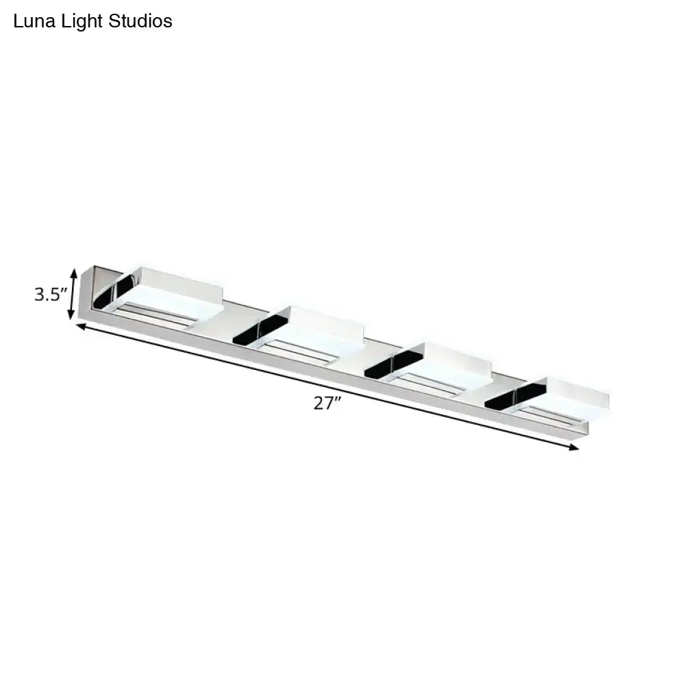 Modern chrome square acrylic vanity light bathroom fixture height