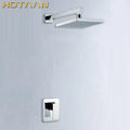 Modern chrome square rain shower set bathroom wall tap
