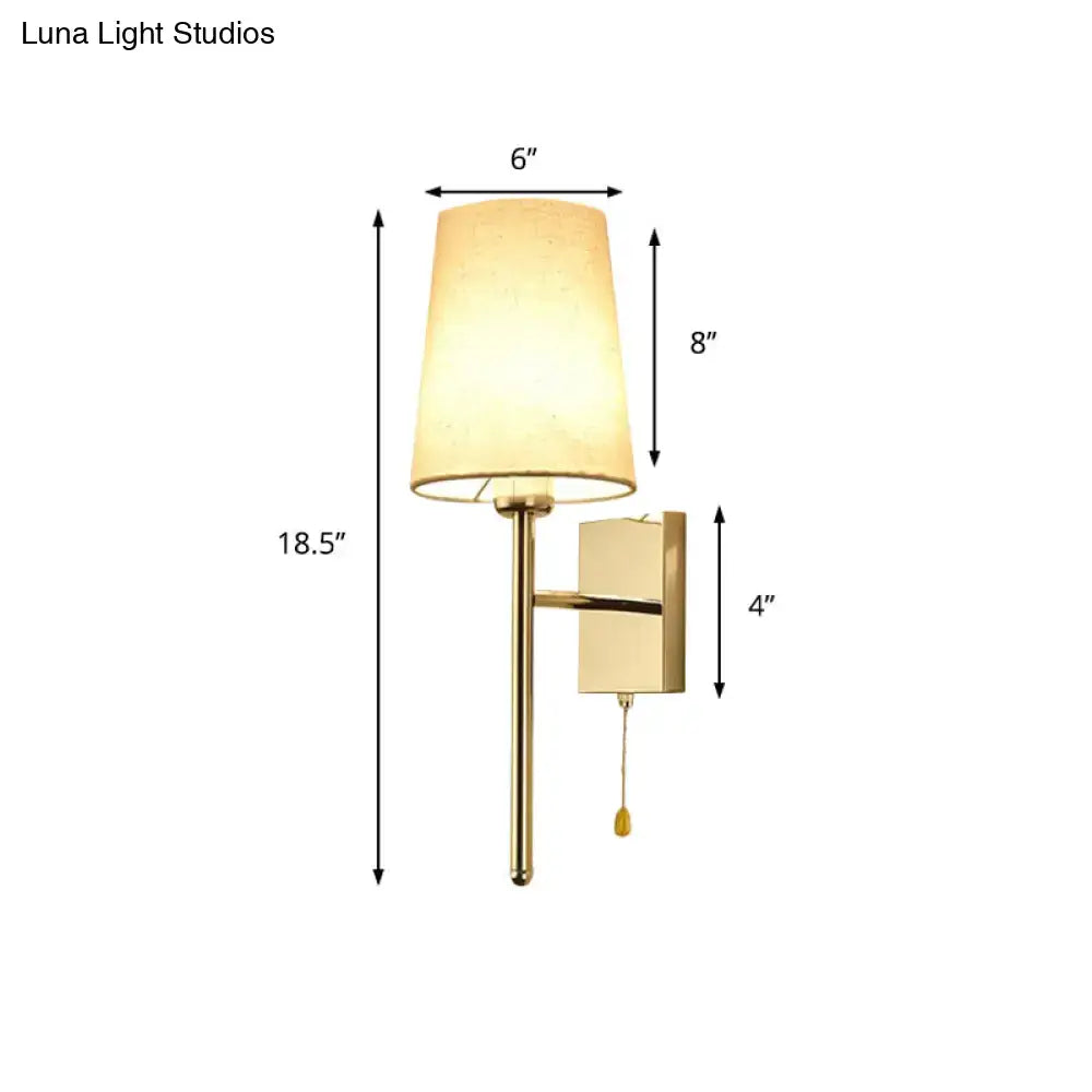 Modern chrome tapered wall sconce – bedroom fabric led light