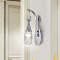 Modern chrome teardrop led sconce – bedroom seeded crystal wall light