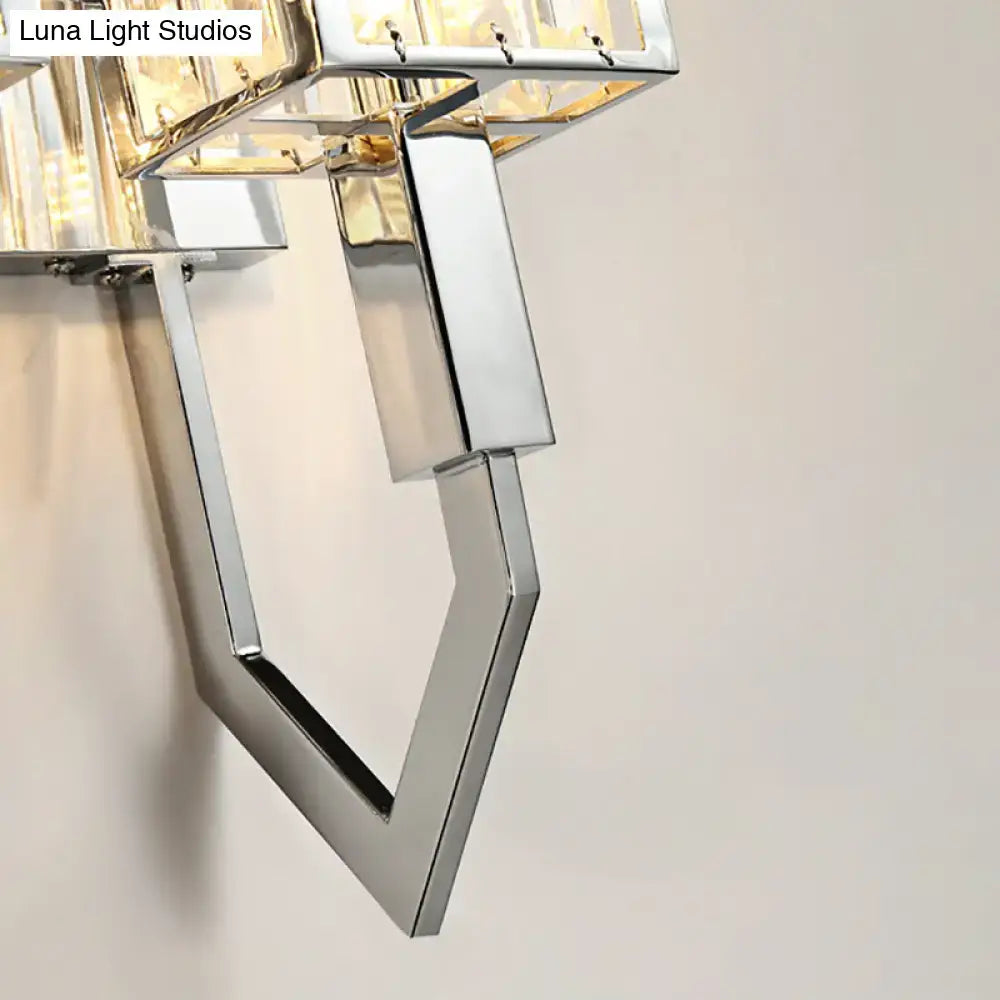 Modern chrome wall lamp with clear crystal – living room metal frames