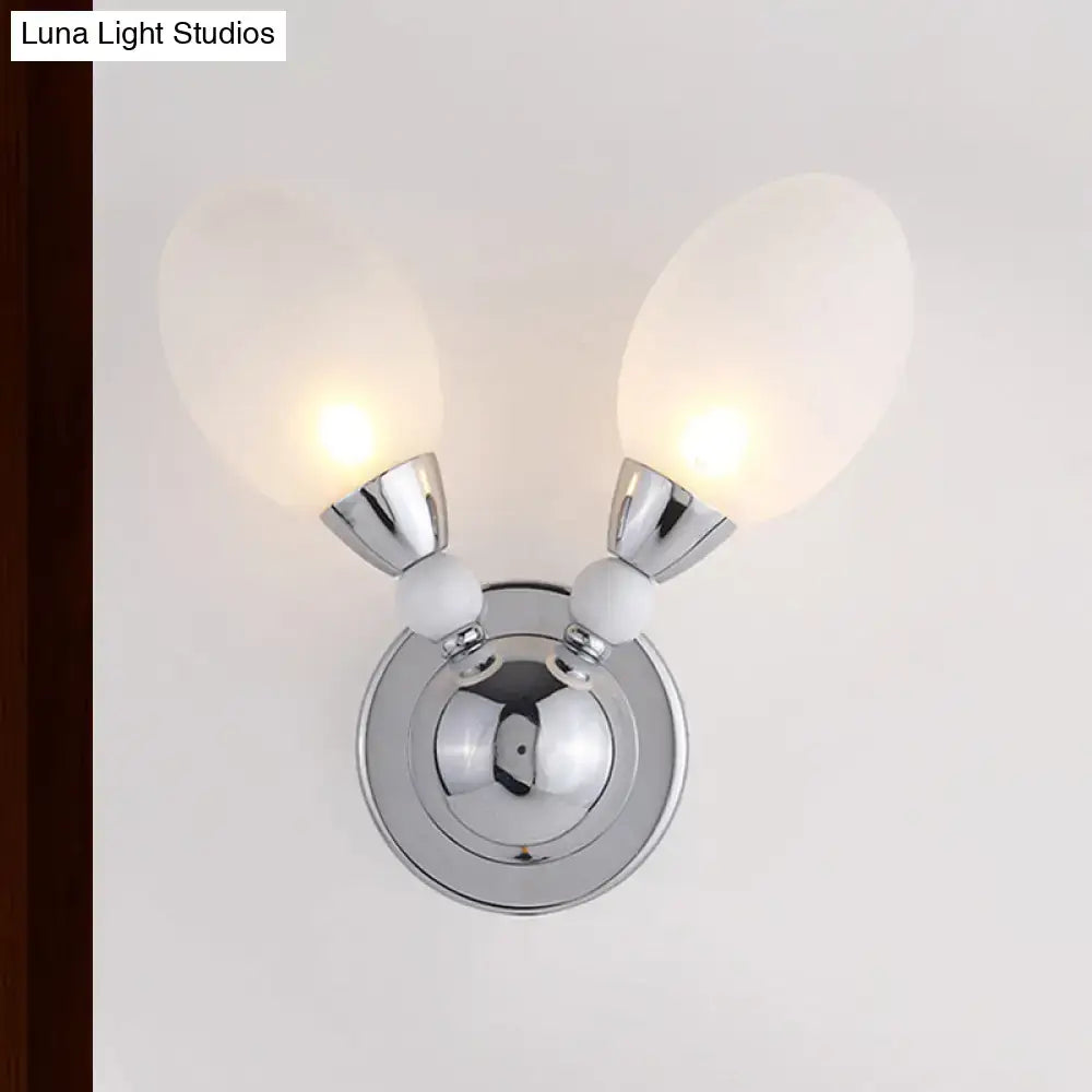 Modern chrome wall light with white glass shades bedroom sconce