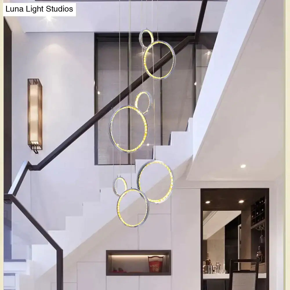Modern circle led crystal pendant light for dining room