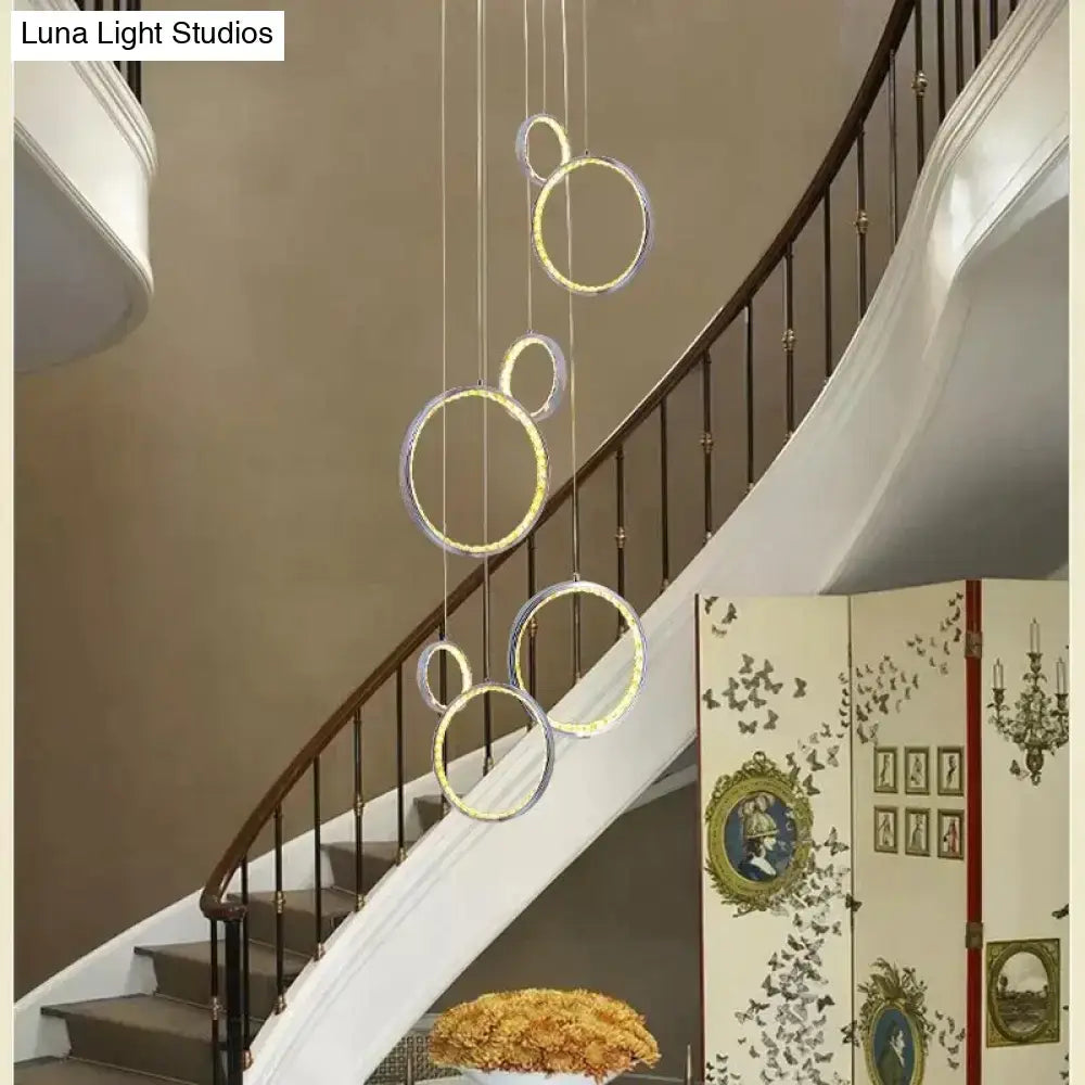 Modern circle led crystal pendant light for dining room