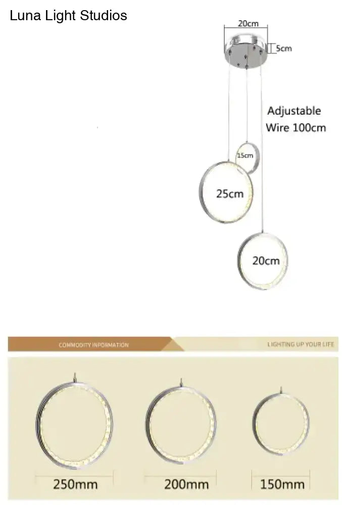 Modern circle led crystal pendant light for dining room