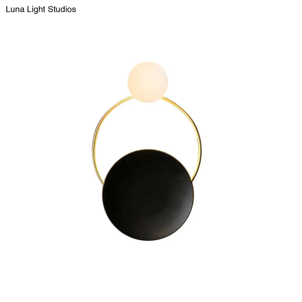 Modern circle wall sconce black & gold corridor light – bedroom