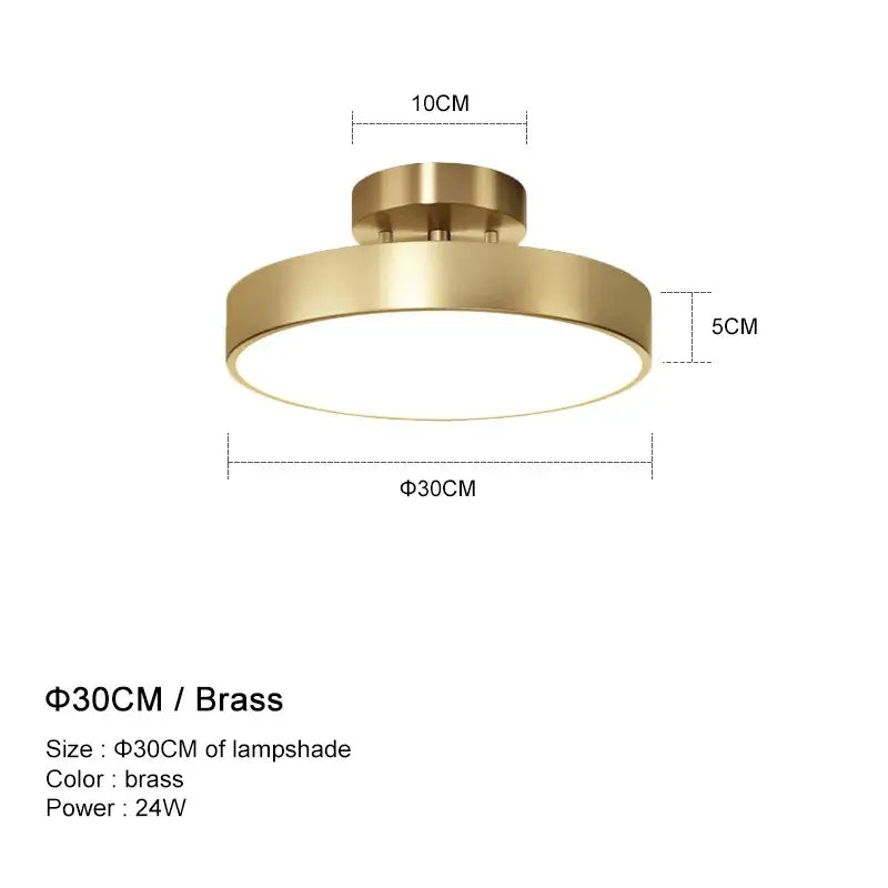 Modern circular brass led ceiling chandelier for living room