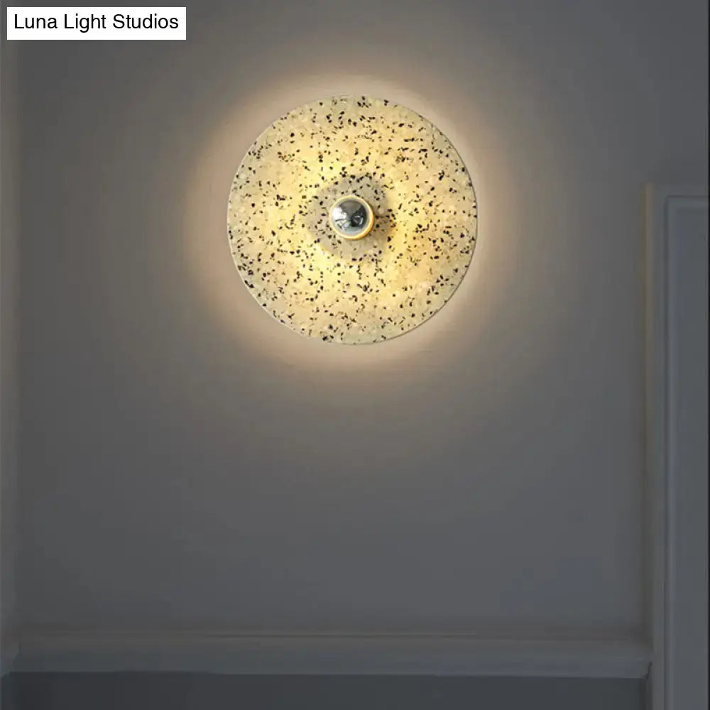 Modern circular terrazzo wall light in beige & lake blue for corridors