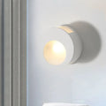 Modern circular white wall sconce lamp with warm glowing bulb for living room 220v-240v 110v-120v led light fixture