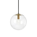 Modern clear bubble glass ball pendant light kitchen black metal fixtures