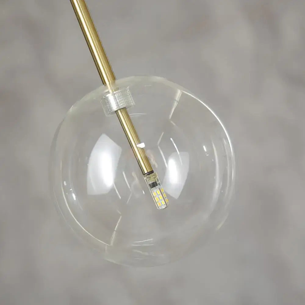 Modern clear bubble glass ball pendant light kitchen black metal fixtures