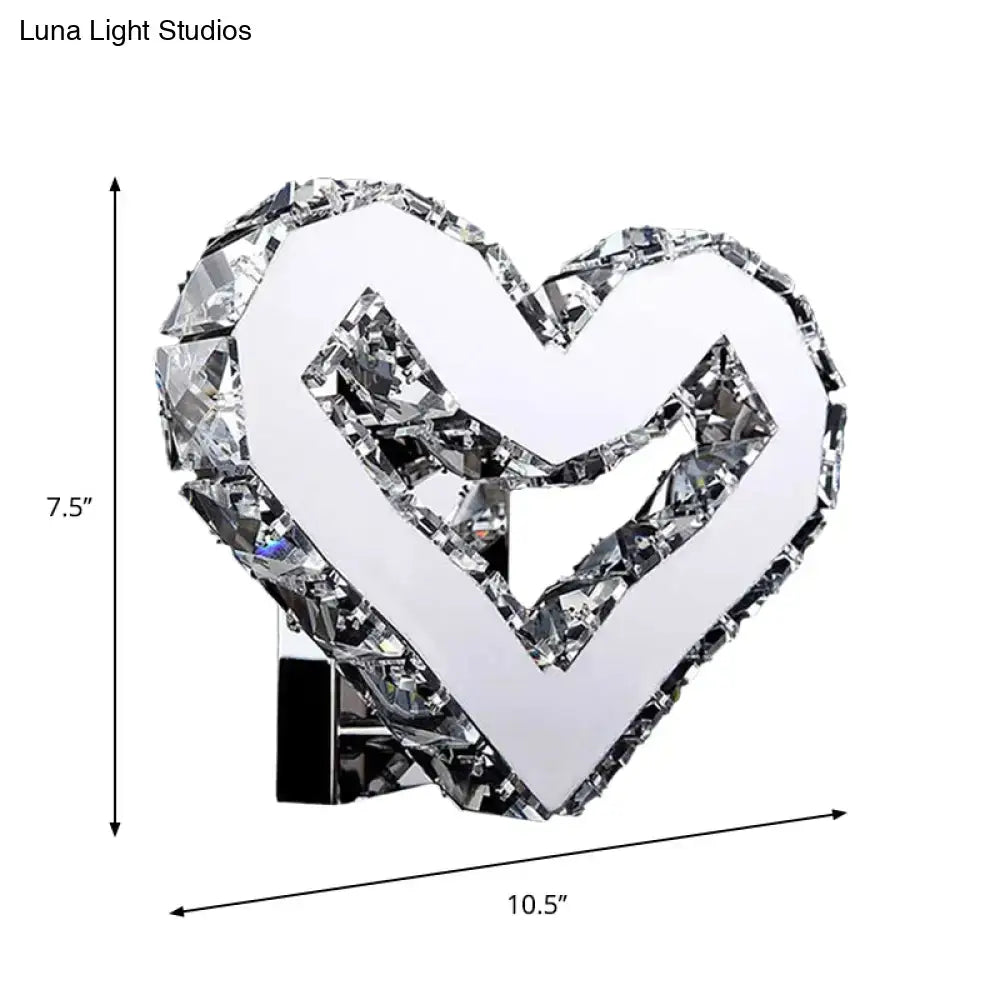 Modern clear crystal heart wall lamp bedroom warm & white light