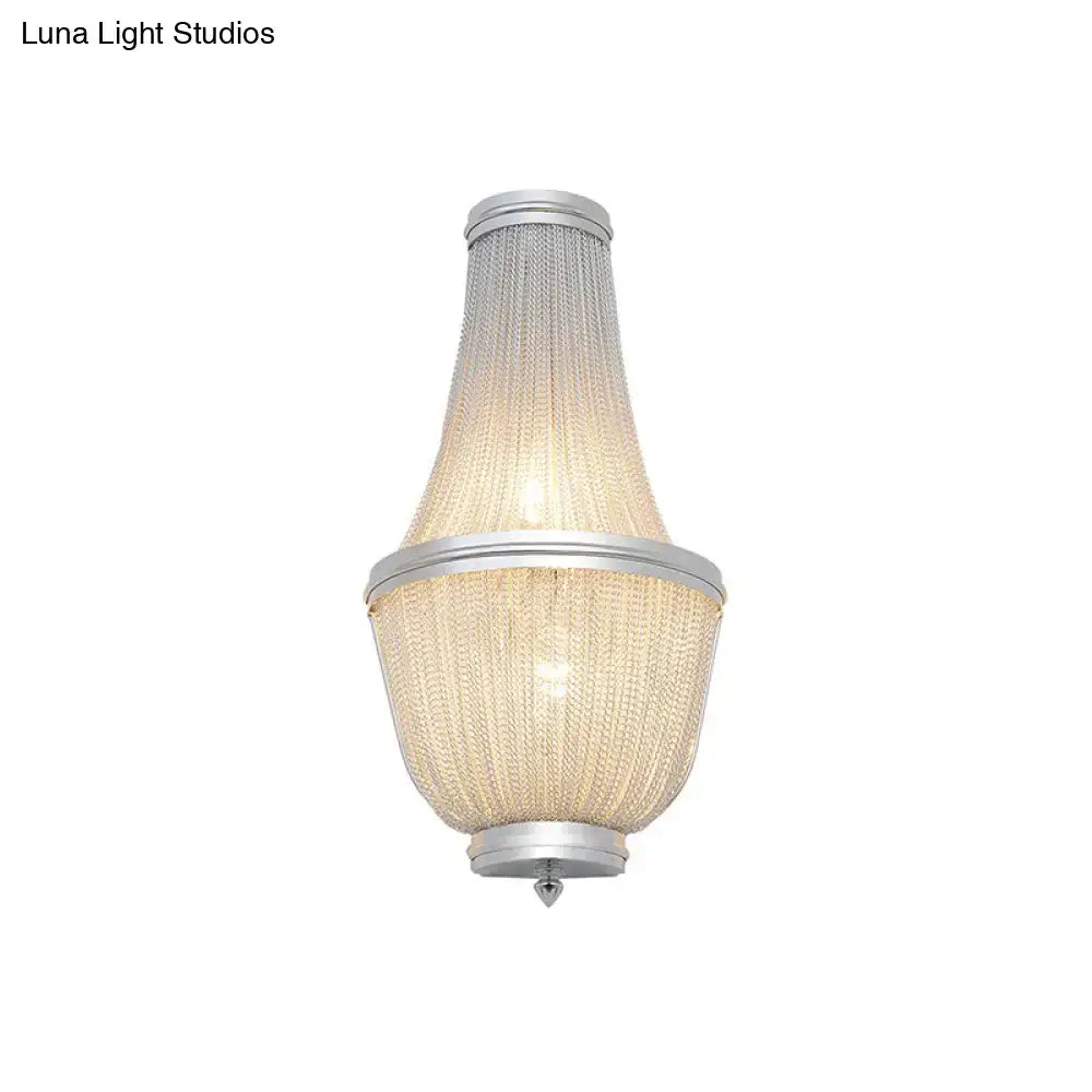 Modern coffee & silver chain wall lamp for bedroom 110v-120v 220v-240v