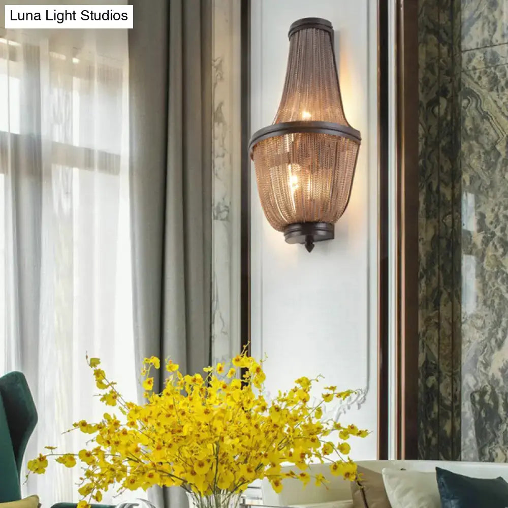 Modern coffee & silver chain wall lamp for bedroom 110v-120v 220v-240v