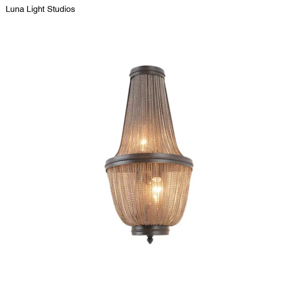 Modern coffee & silver chain wall lamp for bedroom 110v-120v 220v-240v
