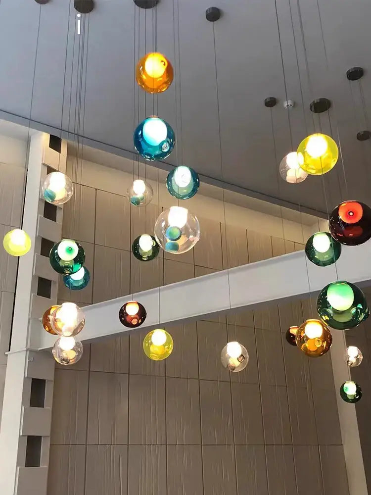 Modern colorful balls chandelier dining room glass pendant light