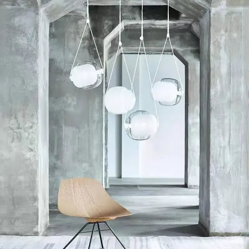 Modern colorful glass capsule led pendant light for kitchen bar