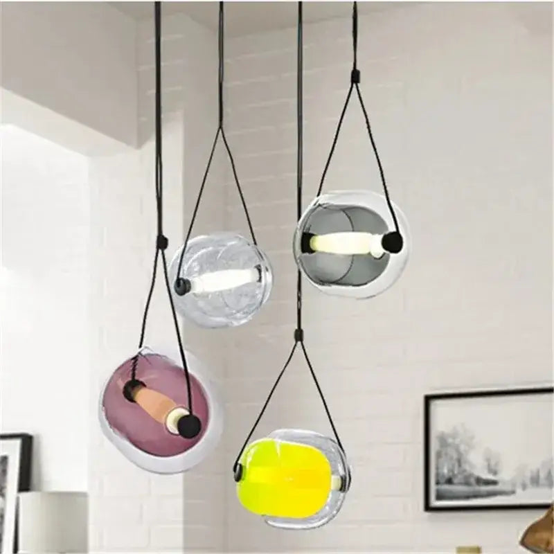 Modern colorful glass capsule led pendant light for kitchen bar