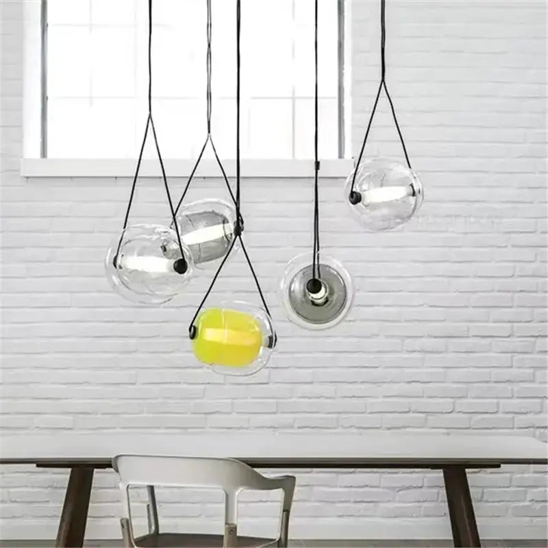 Modern colorful glass capsule led pendant light for kitchen bar