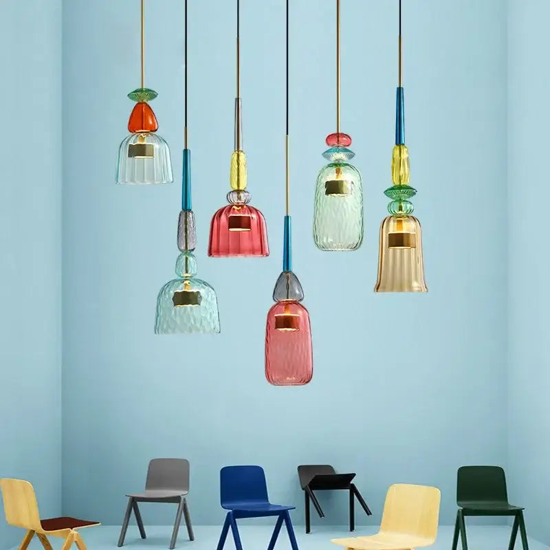 Modern colorful glass led pendant chandeliers kitchen dining room