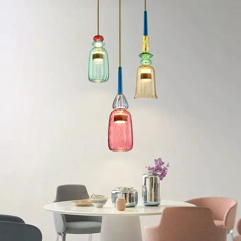 Modern colorful glass led pendant chandeliers kitchen dining room
