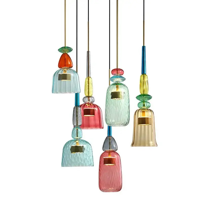 Modern colorful glass led pendant chandeliers kitchen dining room