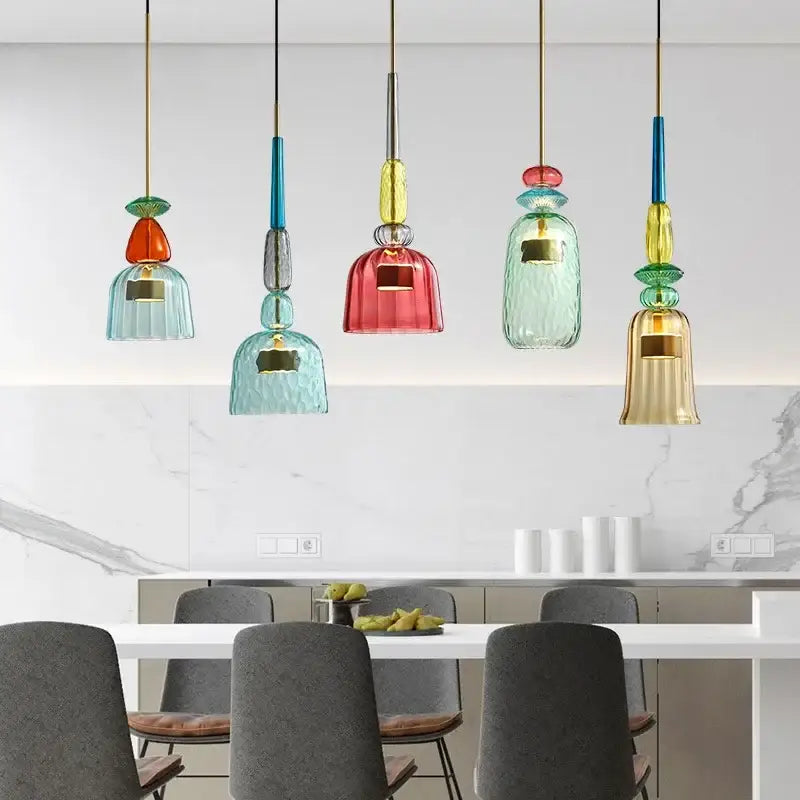 Modern colorful glass led pendant chandeliers kitchen dining room