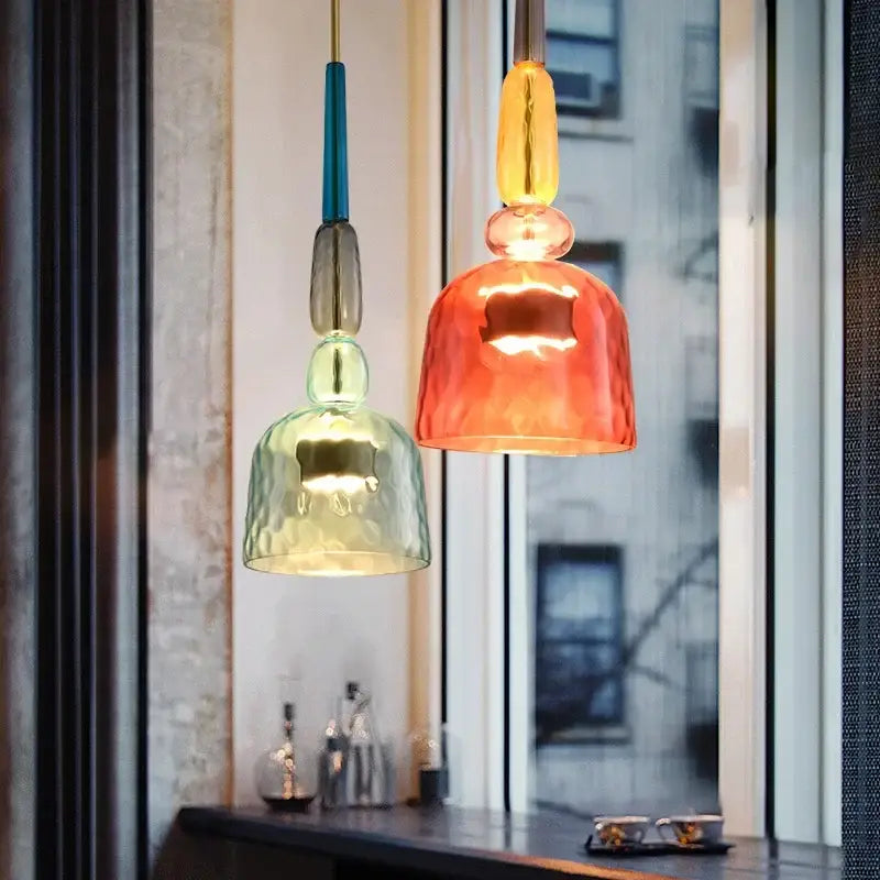 Modern colorful glass led pendant chandeliers kitchen dining room